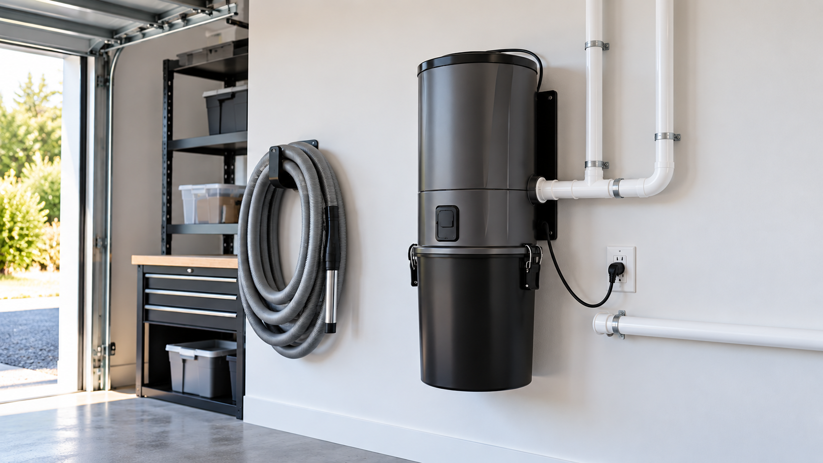 Residential home where a central vacuum system can be installed